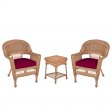 Honey Wicker Chair And End Table Set With Chair Cushion