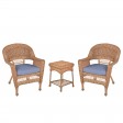 Honey Wicker Chair And End Table Set With Chair Cushion