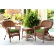 Honey Wicker Chair And End Table Set With Chair Cushion