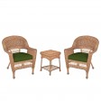 Honey Wicker Chair And End Table Set With Chair Cushion