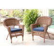 Honey Wicker Chair With Cushion Set of 4