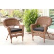 Honey Wicker Chair With Cushion Set of 4