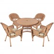 5pc Honey Wicker Dining Set With Cushions