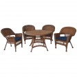 5pc Honey Wicker Dining Set With Cushions