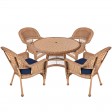 5pc Honey Wicker Dining Set With Cushions