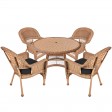 5pc Honey Wicker Dining Set With Cushions