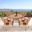 5pc Honey Wicker Dining Set With Cushions