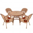 5pc Honey Wicker Dining Set With Cushions
