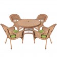5pc Honey Wicker Dining Set With Cushions