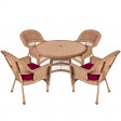 5pc Honey Wicker Dining Set With Cushions
