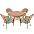 5pc Honey Wicker Dining Set With Cushions