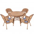 5pc Honey Wicker Dining Set With Cushions