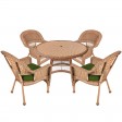 5pc Honey Wicker Dining Set With Cushions