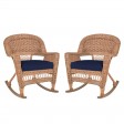 Honey Rocker Wicker Chair with Cushion -  Set of 2