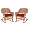 Honey Rocker Wicker Chair with Cushion -  Set of 2