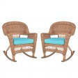 Honey Rocker Wicker Chair with Cushion -  Set of 2