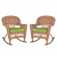 Honey Rocker Wicker Chair with Cushion -  Set of 2