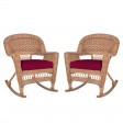 Honey Rocker Wicker Chair with Cushion -  Set of 2