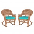 Honey Rocker Wicker Chair with Cushion -  Set of 2