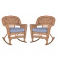 Honey Rocker Wicker Chair with Cushion -  Set of 2