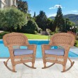 Honey Rocker Wicker Chair with Cushion -  Set of 2