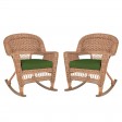 Honey Rocker Wicker Chair with Cushion -  Set of 2