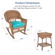 3pc Honey Rocker Wicker Chair Set With Cushion
