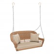 Honey Resin Wicker Porch Swing with Cushion