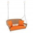 Honey Resin Wicker Porch Swing with Cushion