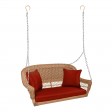 Honey Resin Wicker Porch Swing with Cushion