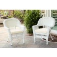 White Wicker Chair With Cushion Set of 2