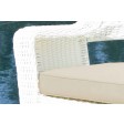 White Wicker Chair With Tan Cushion - Set of 2