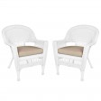 White Wicker Chair With Cushion Set of 2