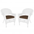 White Wicker Chair With Cushion Set of 2