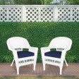 White Wicker Chair With Cushion Set of 2