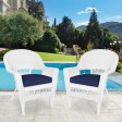 White Wicker Chair With Cushion Set of 2