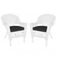 White Wicker Chair With Cushion Set of 2