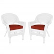 White Wicker Chair With Cushion Set of 2
