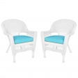 White Wicker Chair With Cushion Set of 2