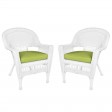 White Wicker Chair With Cushion Set of 2