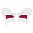 White Wicker Chair With Cushion Set of 2