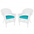 White Wicker Chair With Cushion Set of 2