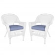 White Wicker Chair With Cushion Set of 2