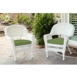 White Wicker Chair With Cushion Set of 2