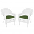 White Wicker Chair With Cushion Set of 2