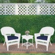 White Wicker Chair And End Table Set With Chair Cushion