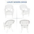 White Wicker Chair And End Table Set With Chair Cushion