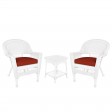 White Wicker Chair And End Table Set With Chair Cushion