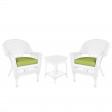 White Wicker Chair And End Table Set With Chair Cushion