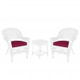 White Wicker Chair And End Table Set With Chair Cushion